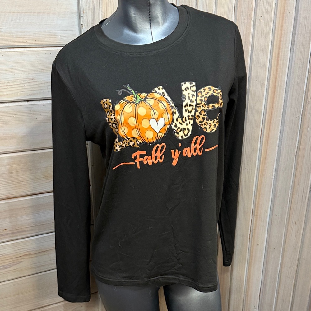 Source Unknown Black and Orange Fall Pumpkin Shirt